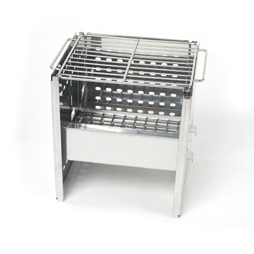 HAWOK Stainless Steel Folding Outdoor Stove with Carrying Bag and Stainless Steel Grill, 8.7"L x 7.5"W x 9.5"H, Portable Wood Burning Stainless Steel Grill