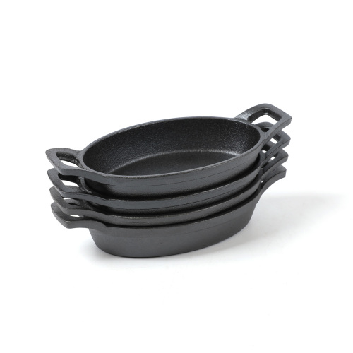 HAWOK Cast Iron Mini Oval Serving Dishes with a Storage Bag, Oval-shaped Casserole Dishes, 4 PCS