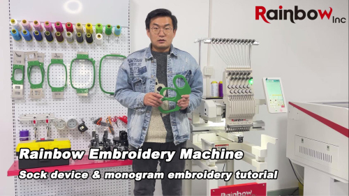 Rainbow embroidery machine: Sock device &amp; monogram embroidery tutorial