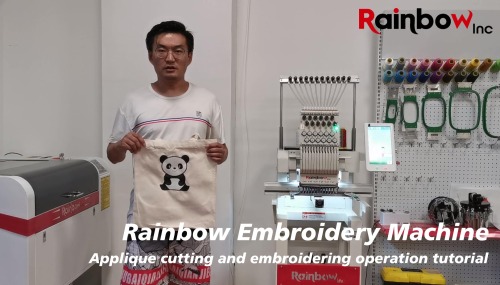 Rainbow embroidery machine: applique cutting and embroidering operation tutorial