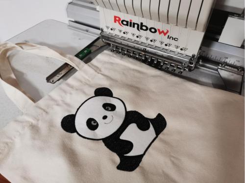 Patches laser cutting and embroidering, Panda applique embroidery