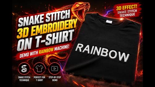 Snake Stitch 3D T-Shirt Embroidery | Rainbow Embroidery Machine Demo