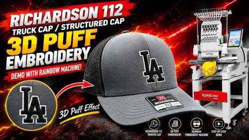 Richardson 112 Trucker Cap 3D Puff Embroidery | Rainbow Embroidery Machine Demo