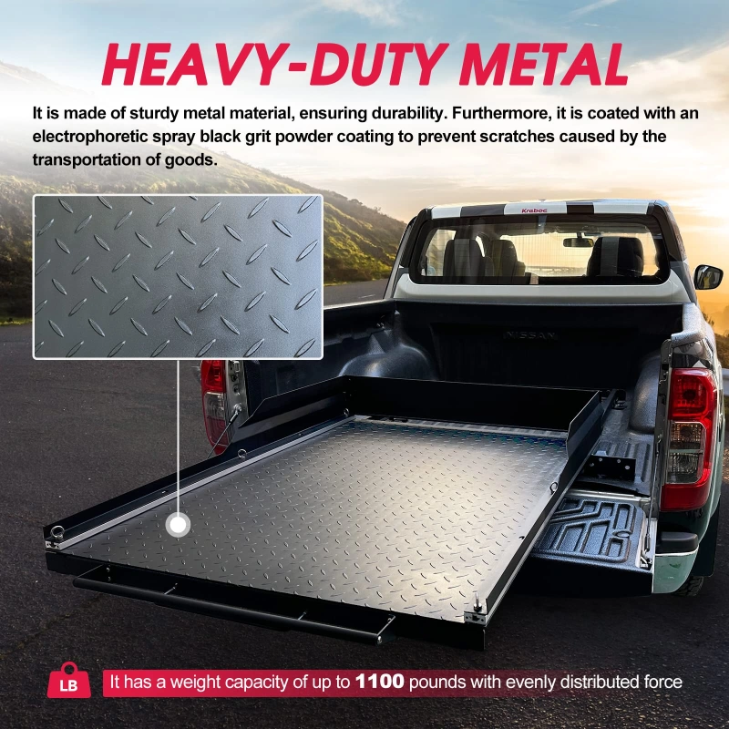 Kreboc Metal Base Truck Bed Slide(51''X39'') Heavy Duty Cargo Slide Out ...
