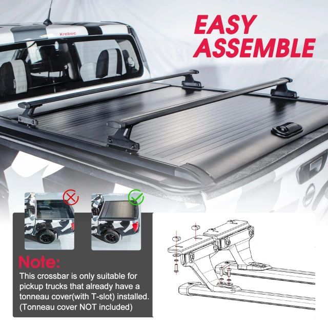 Kreboc Truck Bed Rack Cross Bars, Aluminum Length Adjustable Luggage ...