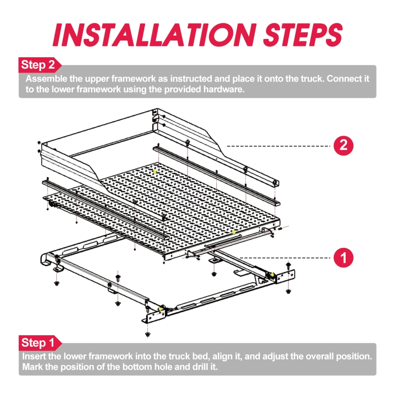 Kreboc Metal Base Truck Bed Slide(51''X39'') Heavy Duty Cargo Slide Out ...