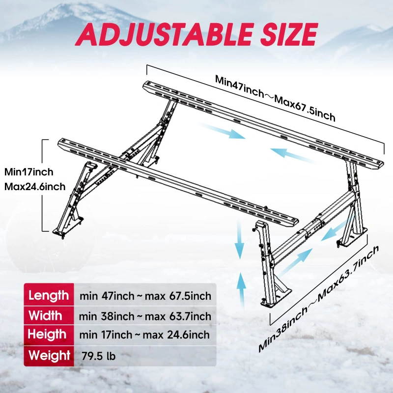 Kreboc Universal Adjustable Ladder Racks, Heavy Duty Metal Cargo Racks ...