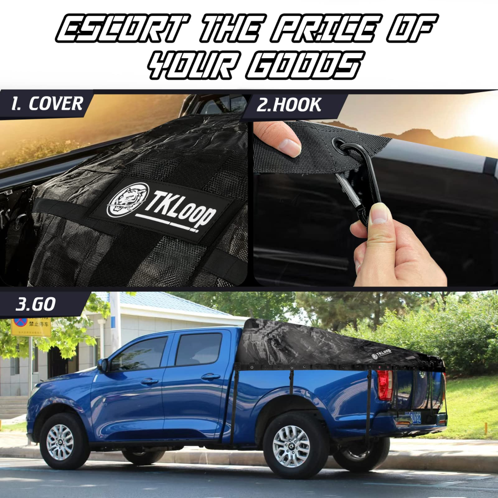 Tailgate Cargo Net,2.3' x 3.9'Heavy Duty Cargo Net for Pickup Truck Bed,SUV, Cargo Nets with Cam Buckles & Elastic Ropes