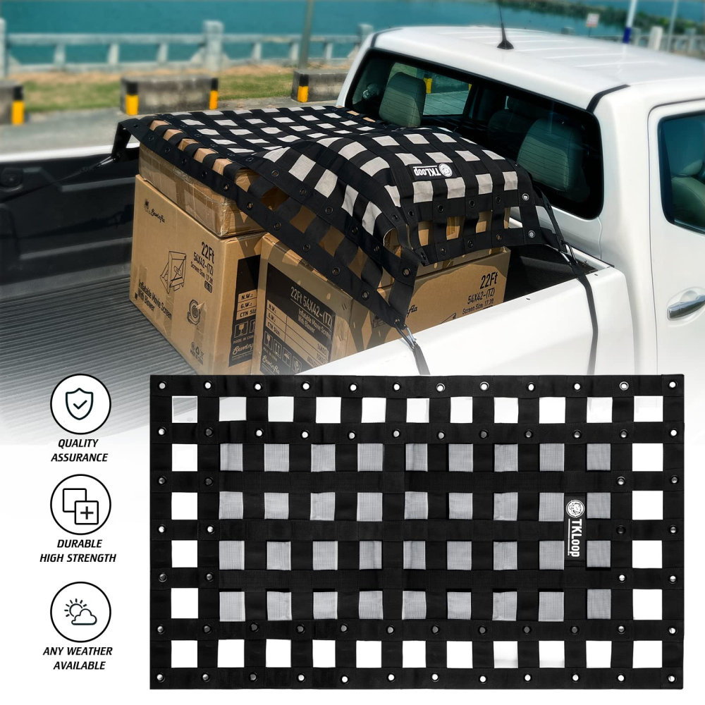 Tailgate Cargo Net,2.3' x 3.9'Heavy Duty Cargo Net for Pickup Truck Bed,SUV, Cargo Nets with Cam Buckles & Elastic Ropes