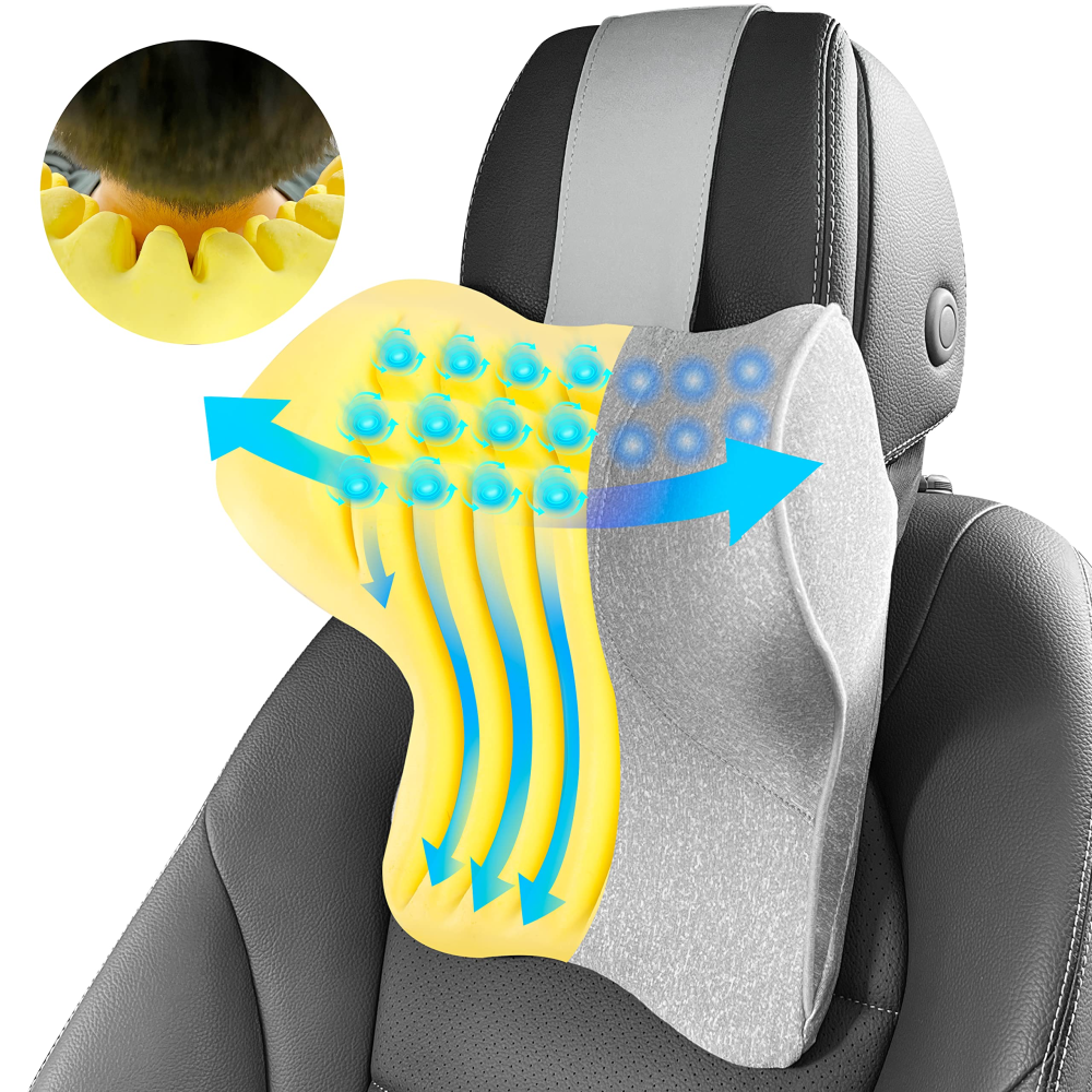 TKLoop Car Neck Support Pillow for Neck Pain Relief When Driving,Headrest Pillow for Car Seat with Soft Memory Foam(Grey)