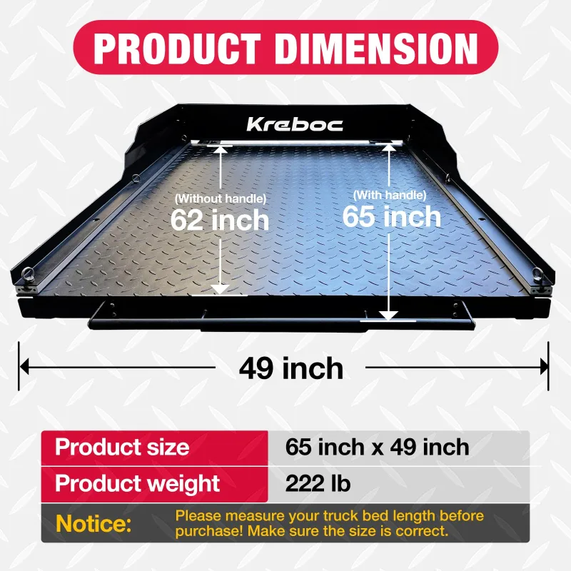 Kreboc 65''X49'' Durable Truck Bed Slides -Out Tray - Robust Cargo ...