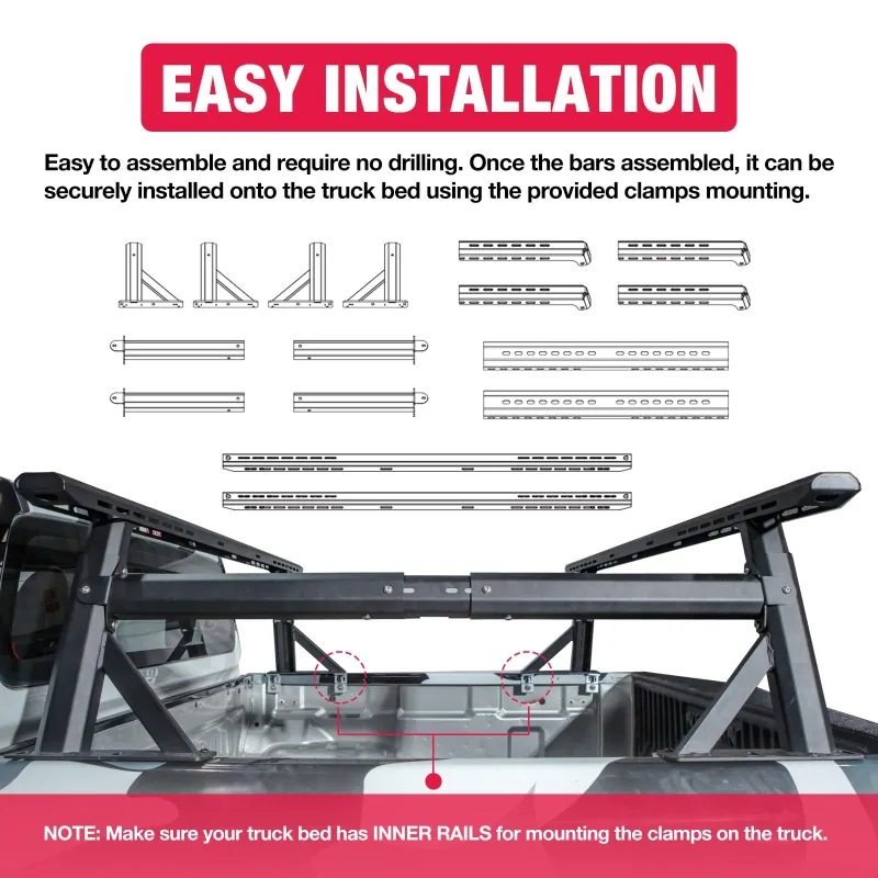 Kreboc's extendable heavy-duty truck bed rack has a load capacity of ...