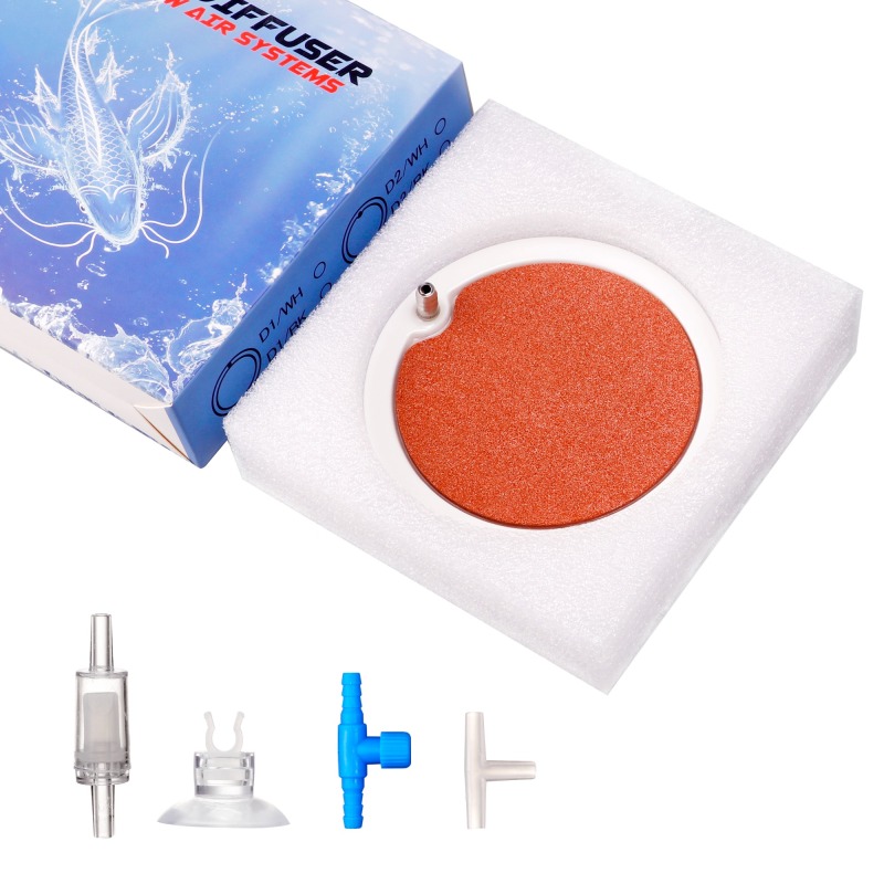 Fine air bubbles diffuser aquarium air stone disc with shell and sucker for hydroponics aquarium tank pump