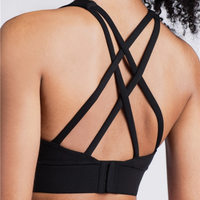 Adjustable band sports bra - Black