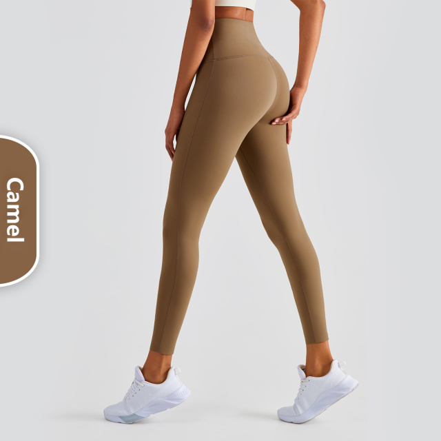 Comfy Lycra Gym Leggings-Chestnut