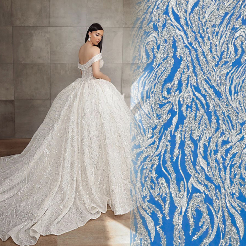 New Arrival Elegant High Quality Soft Tulle Heavy Beaded White Embroidery Lace Fabric For Wedding Dresses