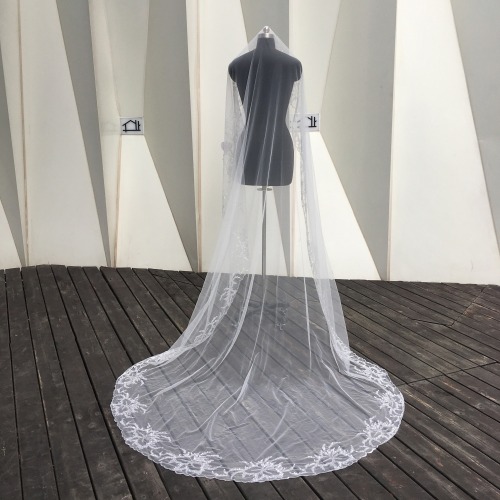 White Bridal Wedding Veils Pearls Veils For Church Short Hijab