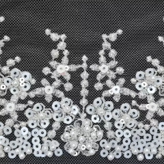 Customized Elegant Sexy Design Flower Beaded Sequin Lace Trim For Wedding Dress