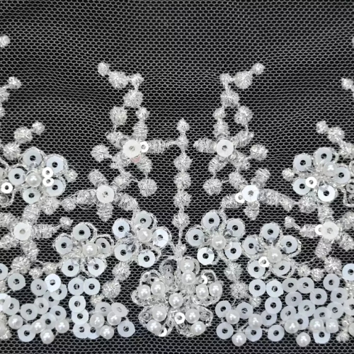 Customized Elegant Sexy Design Flower Beaded Sequin Lace Trim For Wedding Dress