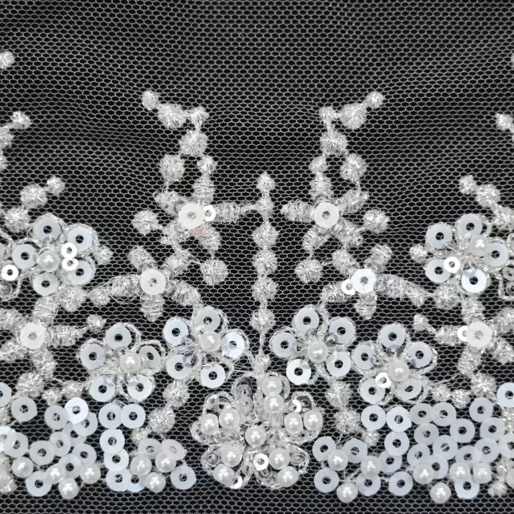 Customized Elegant Sexy Design Flower Beaded Sequin Lace Trim For Wedding Dress