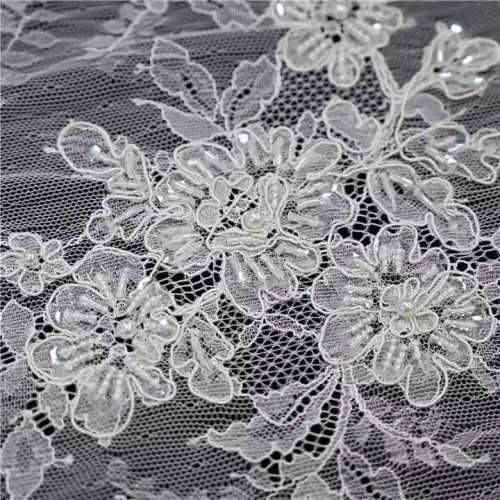 Customized wholesale high quality bridal bead luxury embroidered and beaded french lace for wedding