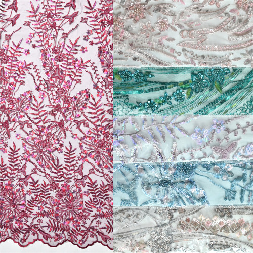 2022 Style New Broderie Dentelle Tissu nigerian african beaded Sequins embroidered embroidery lace fabric