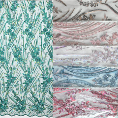 Quickly delivery bordado renda Tela de encaje nigerian african beaded Sequins embroidered embroidery lace fabric
