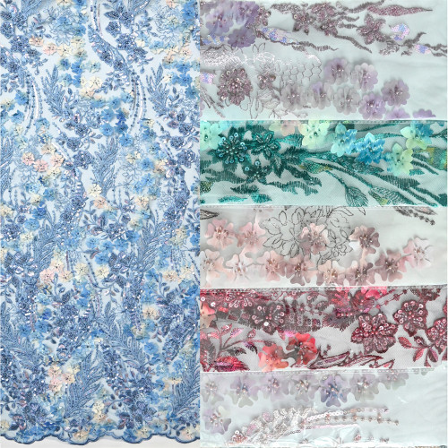 2022 tecido de lantejoulas tela navy blue lace fabrics nigerian african heavy beaded Sequins embroidered embroidery lace fabric
