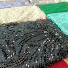 African color embroidered lace fabric nigerian beaded sequins wine red black green blue purple pink embroidery lace fabric