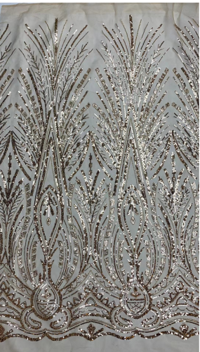 Tecido de renda african beaded sequins nigerian embroidered lace fabric