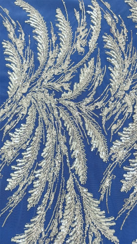 Wing heavy design embroidered beaded sequins for wedding bridal dress embroidery lace fabric