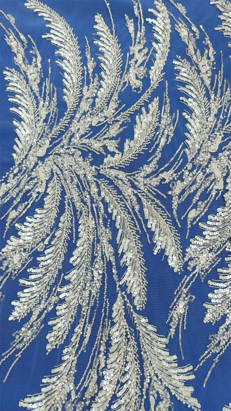 Wing heavy design embroidered beaded sequins for wedding bridal dress embroidery lace fabric