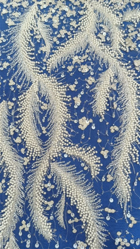 luxury heavy design embroidered beaded sequins for wedding bridal dress embroidery lace fabric
