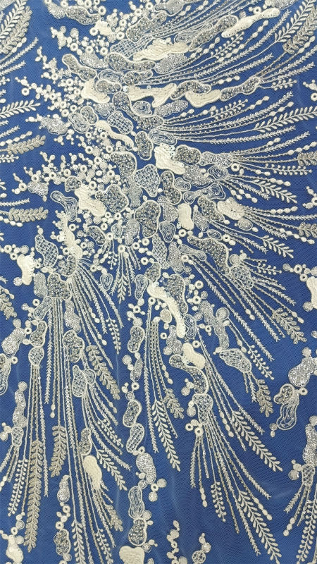 Heavy beaded sequins embroidered for wedding bridal dress embroidery lace fabric