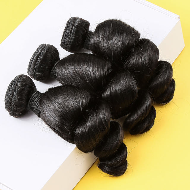 12A 1/3 Bundles Loose Wave Hair Brazilian  Hair Bundles For African American Woman 8-28 Inch On Sale Soft No Tangle Hair Weave Bundles