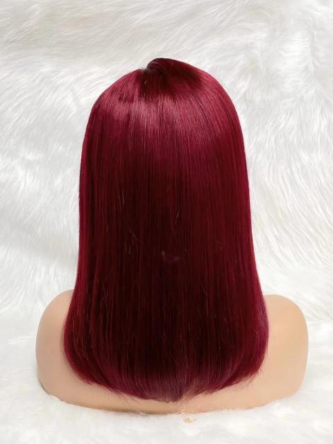 99J Burgundy Color 13*4 Straight  Full lace front Bob Wig Hair Human Hair Wig 10-16inch available