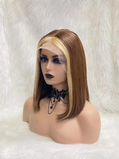 Highlight Wig Human Hair Bob Wigs 13x4 Lace Front Human Hair Wigs Brazilian Straight Remy Colored Short Bob Ombre Human Hair Wig