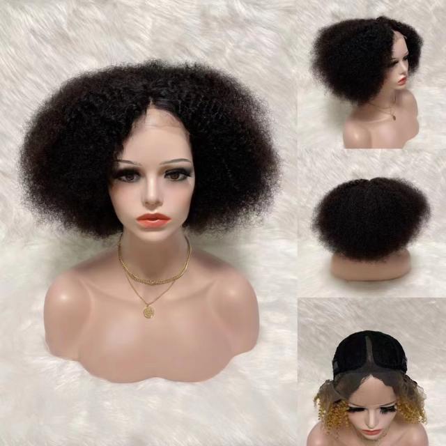 Short Human Hair Wigs 13*4*1 Afro Kinky Curly Wig Brazilian Hair Wig Color 1B/27/30 Short Wigs For Black Women