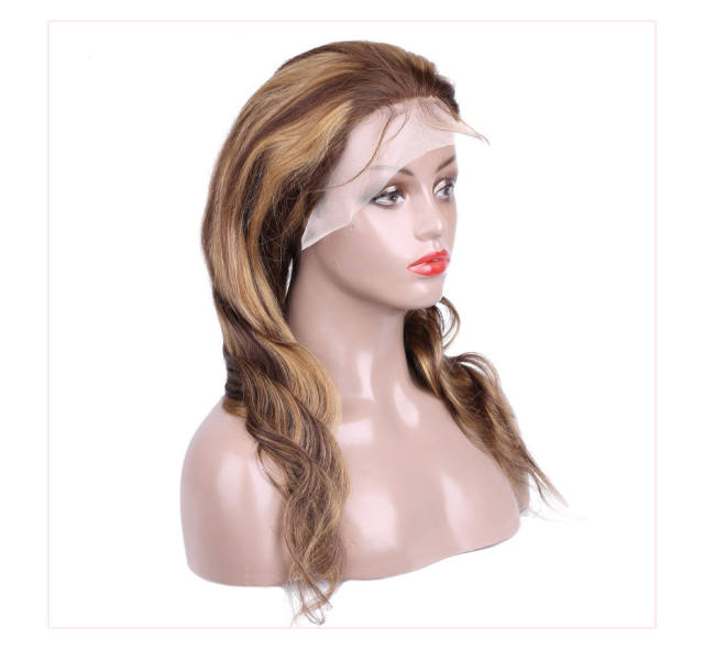 13x4 Body wave Human Hair Wig Honey Blonde Ombre Brazilian Body WaveTransparant Highlight Lace Front Wigs with 150% 180% Density