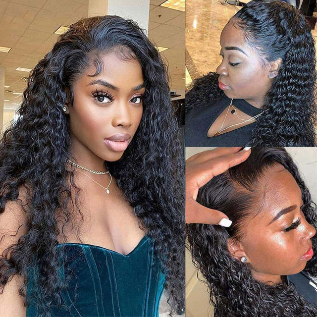 Ear to Ear 13X4 Transparent Lace Frontal Brazilian Deep Wave Human Remy Hair Lace Closure Frontal With Baby Hair