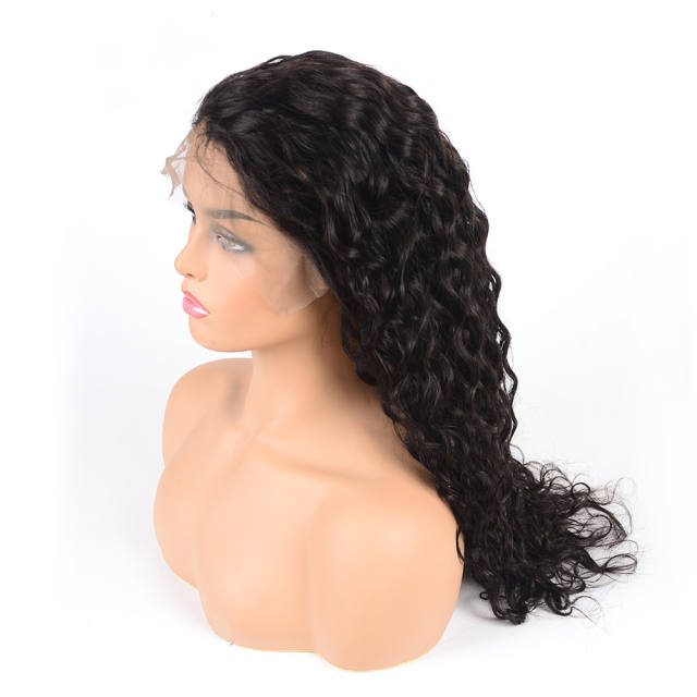 13x4 Transparent Lace Wig Water Wave Frontal Wig For Women Remy Peruvian Pre Plucked With Baby Hair With 150% 180% Density