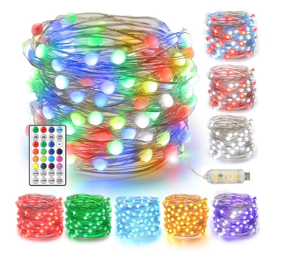 new design 16 colors rgb color changing LED string light with remote for Christmas decoration