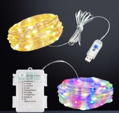 USB powered battery powered led high quality high brightness soft wire copper string outdoor christmas light