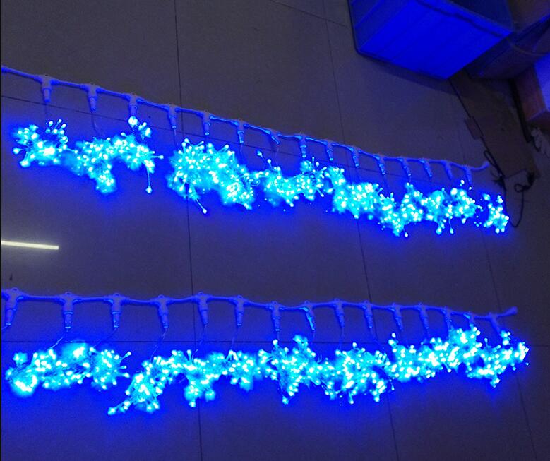 High Quality 3*2m 3*3m Customized Size AC110V/220V Outdoor Decoration Waterproof LED Curtain String Light Rubber Wire