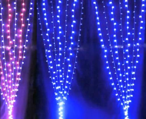 High Quality 3*2m 3*3m Customized Size AC110V/220V Outdoor Decoration Waterproof LED Curtain String Light Rubber Wire