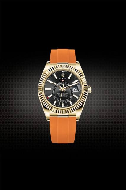 Vagenari Rubber Strap For Rolex Sky-Dweller 42mm YG RG 326238 326235