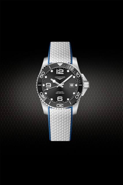 Rubber Strap For Longines HydroConquest 41/43mm Two Tone With Folding Buckle
