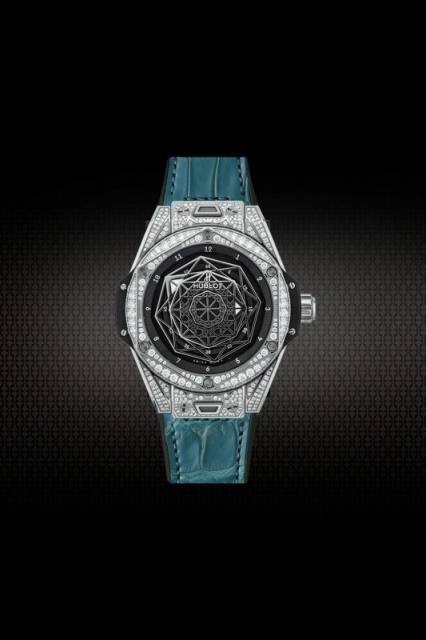 Alligator&Rubber Strap For Hublot BigBang SANG BLEU I 45MM