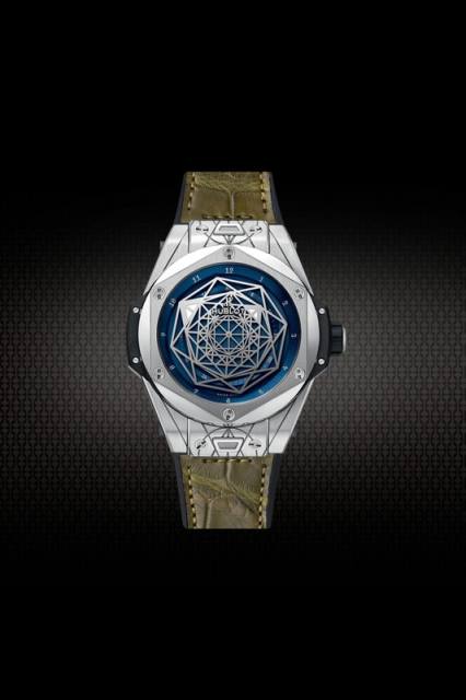 Alligator&Rubber Strap For Hublot BigBang SANG BLEU I 45MM