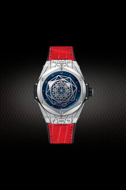 Alligator&Rubber Strap For Hublot BigBang SANG BLEU I 45MM